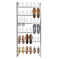 MyGift Wall Mounted Black Metal 36 Hook Shoe Rack / 18 Pair Entryway Shoe Storage Organizer Stand