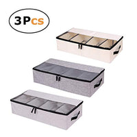 In kds Clothes Shoes Organizer Multifunction Foldable Under The Bed Storage Box with Dust-Proof Lid 4 Compartment 3Pack