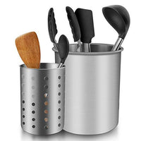 ENLOY Cooking Utensil Holder, Stainless Steel Rust Proof Large Kitchen Utensil Organizer for Forks, Spoons, Knives, Various Tableware, Desk Supplies, Dishwasher Safe, 7.2x7.2 inches, 6.8x5 inches