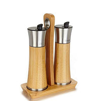 Spice Jars Organizer Bamboo Spice Rack with Revolving Countertop Holder - Set of 2 Containers MATCHANT
