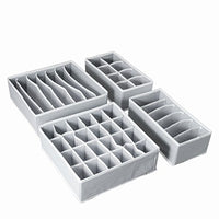 AOTUNO Closet Underwear Organizer?Foldable Storage Box Drawer Divider Kit Set of 4 ?Gray?