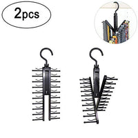 Xhbear Black Tie Belt Rack Organizer Hanger Non-Slip Clips Holder With 360 Degree Rotation,Securely Up To 20 Ties(2Pcs)