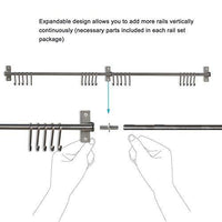 Adtwixt Stainless Steel Gourmet Kitchen Wall Rail with 10 Large S Hooks - adtwixt