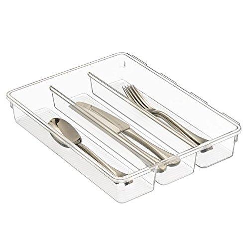 mDesign Interlocking Drawer Organizer Cutlery Tray for Forks, Spoons, Knives - Clear