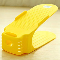 Aosreng 4 Pcs Adjustable Shoe Racks Plastic Double Shoe Holder Storage Living Room Convenient Shoebox Shoes Organizer Clean Stand Shelf Yellow Color