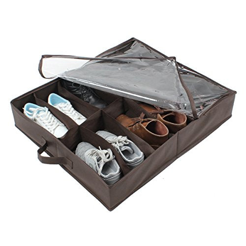 EZESO ESSENTIAL SKINCARE Under Bed Shoe/Sneaker Organizer - 12 Pairs Under Bed Shoe Storage - Closet Shoe Storage Bag with Front Zipper Closure