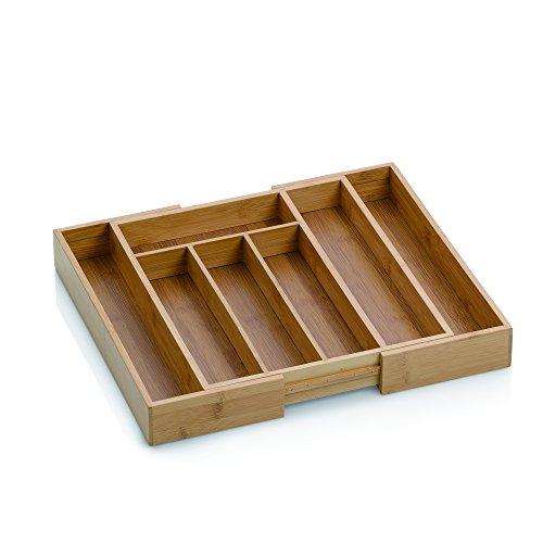 Kela Kalma 12013 Cutlery Tray, Drawer Divider with 8?Compartments, Removable,?35?x 43?x 6.5?cm, Bamboo, Bamboo, Bamboo, 7 F?cher