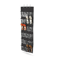 HoneyCanDo SFT-01249 24 Pocket Over-Door Shoe Organizer, pol, Black, Black