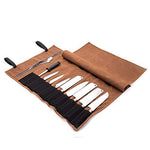 Multi-Purpose 15 Pockets Waxed Canvas Kitchen Travel Knife Holder Waterproof Chef’s Knife Roll Up Wrap Protectors Silverware Case Storage Tote Pouch For Barbecuing Camping(HGJ17-I)