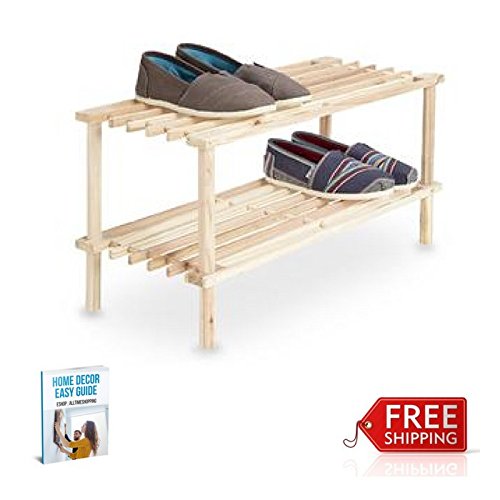 ATS Small Shoe Rack Organizer Wood Bedroom Storage Cabinet Stand Closet Shoe Holder Bench & eBook by AllTim3Shopping