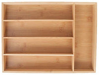 KD Organizers 5-Slot Bamboo Cutlery Drawer Organizer: Holds Silverware, Flatware, Utensils, Knives, Makeup, Jewelry, Anything! Stylish Tray for Kitchen, Bathroom, Desk, Vanity and Junk Drawers.