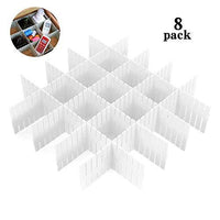 Hapy Shop DIY Plastic Drawer Dividers,8 Pcs Dresser Kitchen Office Organizer Accessories Adjustable Drawer Storage Organizer for Home Tidy Closet Stationary Underwear Tools Utensil Storage (White)
