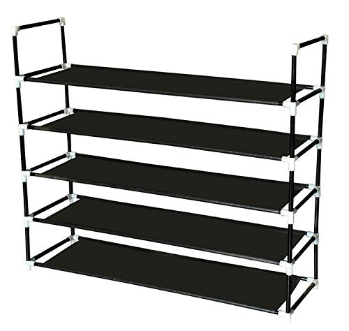 Sodynee 25 Pairs Shoe Rack Shoe Tower Shelf Storage Organizer Stand Cabinet Bench Stackable - Easy to Assemble - No Tools Required, Black