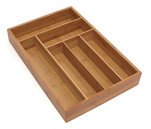 Lipper International 8878 Bamboo Wood Deep Flatware Organizer with 6 Compartments, 12" x 17-1/2" x 2-1/2"