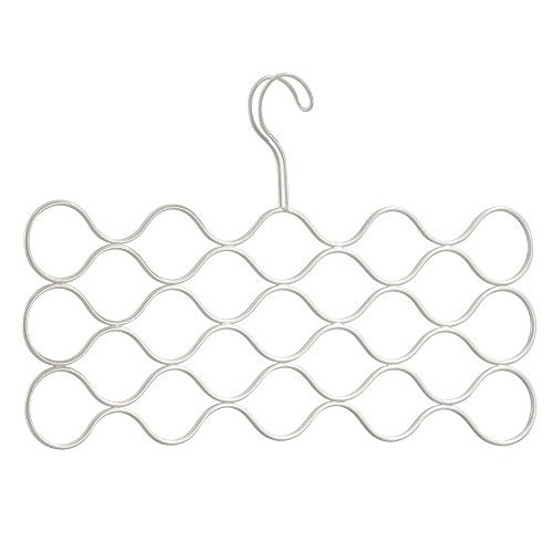 InterDesign Classico Wave Scarf Hanger, No Snag Storage for Scarves, Ties, Belts, Shawls, Pashminas, Accessories - 23 Loops, Pearl White