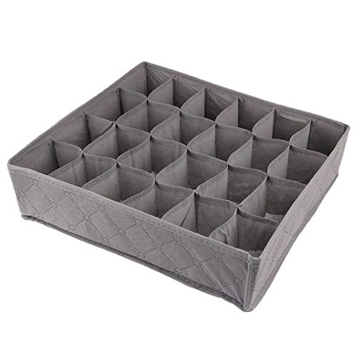 LAAT Foldable Drawer Closets Organisers Clothes Boxes of 30 Compartments for Underwear,Bras,Socks,Neck Ties - Grey