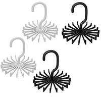4 Pack Adjustable Rotating Rack Hanger for Closet Organizer Storage with 20 Hooks for Neck Ties and Belt(Black)