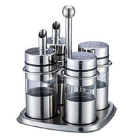 Stainless Steel Spice Jars Organizer Spice Rack with Revolving Countertop Holder - Set of 4 Containers MATCHANT
