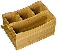 Intriom Cutlery Holder Flatware Caddy Silverware Caddy Tableware Tabletop Holder with Swing Handle Made of Organic Bamboo Bamboo Collection