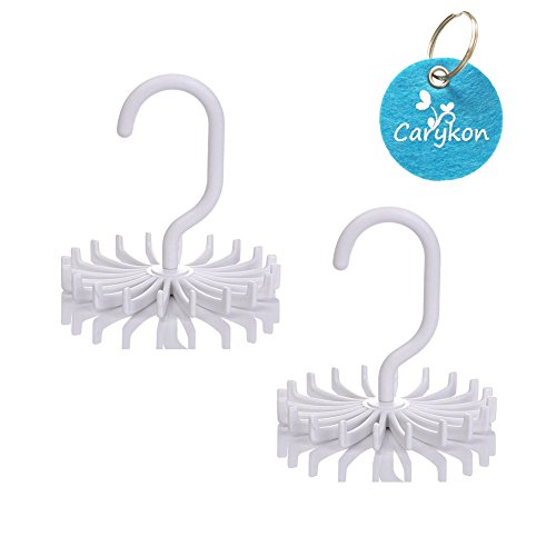 Caryko 360 Degree Rotating Twirling Scarf Organizers Tie Rack Hanger Closet Organizer, Set of 2 (White)