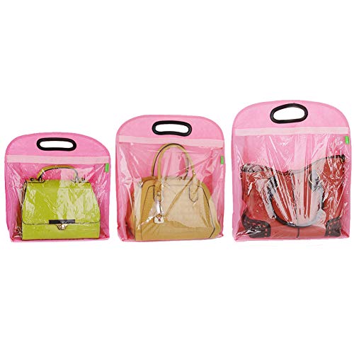 Echaprey 3Pcs/Set Non-woven Fabric Hanging Handbag Dust Cover Bag Creative Clear Closet Purse Storage Organizer