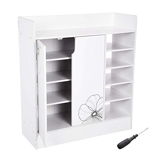 Yescom 31.5"x12"x35" Shoes Cabinet 2-Door 18 Pairs Storage Organizer Removable Shelves Home Entryway Hallway White