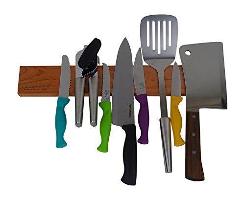 Modern Powerful Innovations 16 Inch Cherry wood Magnetic Knife Bar with Multipurpose Use as Knife Holder, Knife Rack, Knife Strip, Kitchen Utensil Holder, Tool Holder, Art Supply & Home Organizer