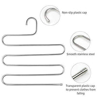 S Type 5 Layer Stainless Steel Hanger with Multi-Purpose for Pants Cloths Tie Scarf (6-Pieces)