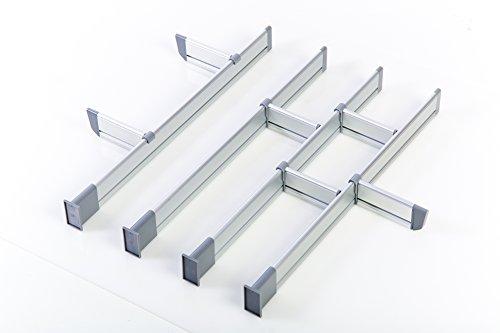 Adjustable Kitchen Drawer Dividers, Elegant Aluminum Modular Organizer 12 Dividers Set (Medium | for Drawers 17.5" - 19.7" long) by Practical Comfort