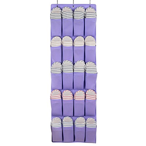 UOOOM 20 Pockets Door Hanging Shoe Organiser Holder Closet Storage Rack Bag Box with Hook (Purple)