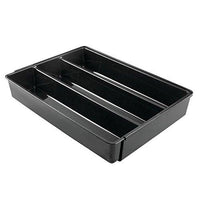 iDesign Linus Plastic Expandable Kitchen Drawer Organizer, Storage Unit for Silverware, Spatulas, Utensils, Gadgets, BPA-Free Container, 16.10" x 12.80" x 2.83", Expands up to 22.5" Wide - Black