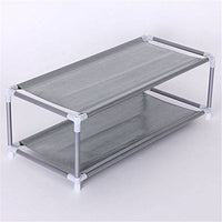 KINGSO 2 Tiers Space Saving Metal Stand Fabric Shelf Holder Shoes Rack Storage Organizer