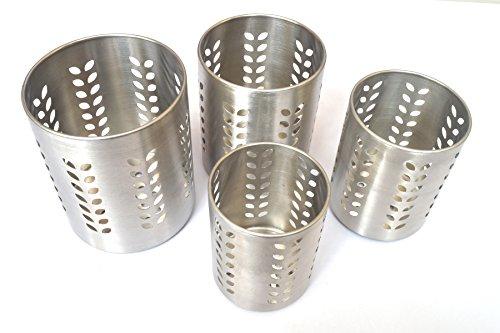 PRC Stainless Steel Utensil Organizer Caddy - Organize Your Silverware, Cutlery, Cooking Utensils and Gadgets With a Large Commercial Restaurant Quality Flatware Caddy Holder Set 0f 4