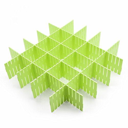 ShineMe Drawer Dividers 8pcs Adjustable Plastic Divider Household Storage Thickening Sub-Grid Finishing Shelves for Home Tidy Closet Stationary Makeup Socks Underwear Scarves Organizer (Green)