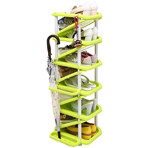 Door Entryway Hallway Shoe Storage Rack Kids Stand For Shoes Adjustable Shelf Organiser Holder 11 Tier Green (Color : Green)