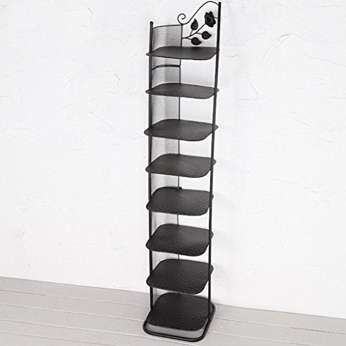 Shoe racks Small Narrow Metal Black Storage Stand for Boots Balcony Entrance Corner Entryway 3 to 6 Tier Stackable Shelf (Color : Black, Size : 8 Tier)