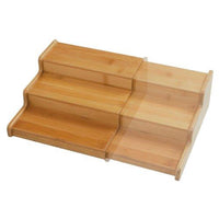 Seville Classics 3-Tier Expandable Bamboo Spice Rack Step Shelf Organizer, Large
