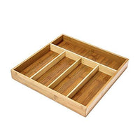Relaxdays Bamboo Kitchen Drawer Insert Organiser for Cutlery, Silverware Drawer with 5 Compartments, Utensil Organizer, 34 cm