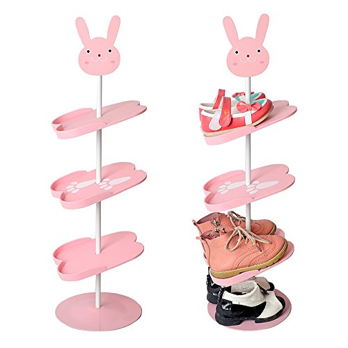 YOUDirect Shoes Rack - Multilayer Stand Kid's Shoes Rack Space Saving Children Shoes Shelf Portable Boots Storage Organizer Shoes Holder for Children (Pink Rabbit)