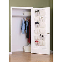 Household Essentials Over The Door 24 Packet Shoe Storage Organizer, Natural Canvas