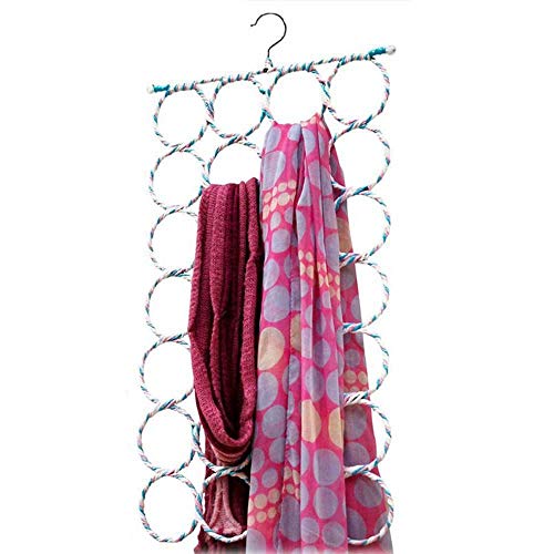 EORTA 28 Loops Scarf Storage Hanger Space Saving Closet Holder Foldable Organizer Rack for Scarves, Neck Ties, Belts, Shawls, Pashminas, Random Color