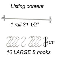 Adtwixt Stainless Steel Gourmet Kitchen Wall Rail with 10 Large S Hooks - adtwixt
