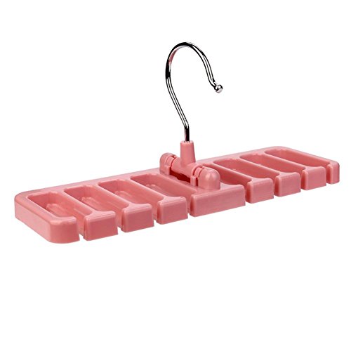 Sttech1 Hook Organizer Holder Multi - Functional Belt Rack Storage Hanger Wardrobe Belt Tie Scarf Organizer Holder (Pink)