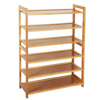 ZotoyaShop Organizer Holder Shoe Bamboo Wood Tier 6 Rack Shelf Entryway Storage Home Furniture Natural