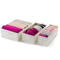 Creative Scents Foldable Closet Underwear Organizer Drawer Divider - Set of 3 - Strong Fabric Storage Baskets for Socks, Ties, Scarves, Tshirt and Baby Clothes, Also Ideal for Mens Cloth (Galliana)