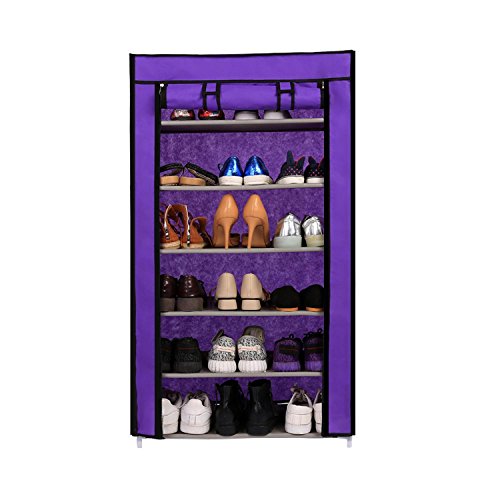 evokem 6 Tiers Shoe Rack with Cover 18 Pairs Shoe Storage Organizer Cabinet Portable Shoe Tower Rack Shelf