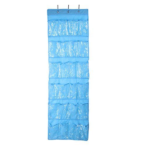 Awakingdemi Door Shoe Organizer, 24 Pockets Hanging Organizer Shoes Bag Holder Room Door Back Storage Bags (Blue)