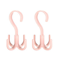 2 PCS Scarf Tie Rack Holder Hook Belt Hanger Closet Organizer, Pink - 4 Hooks