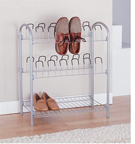 Organize It All Free Standing 12 Pair Shoe Rack With Shelf