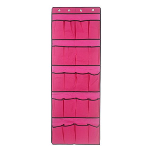 dufu-beauty-store 20 Pockets Hanging Storage Door Holder Bag Shoe Organizer Rose red
